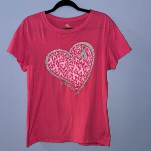 Breast Cancer Pink Ribbon & Heart Tee